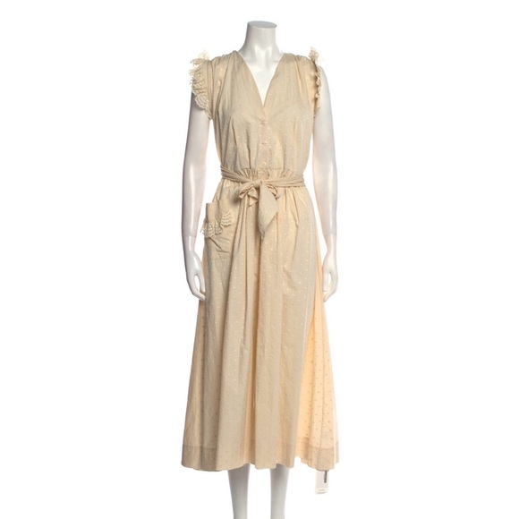 Cream Pleated Sleeveless Sundress - Picture 1 of 3